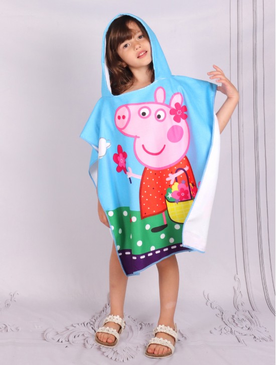 Kids Piggy Patterned Hoodie Towel